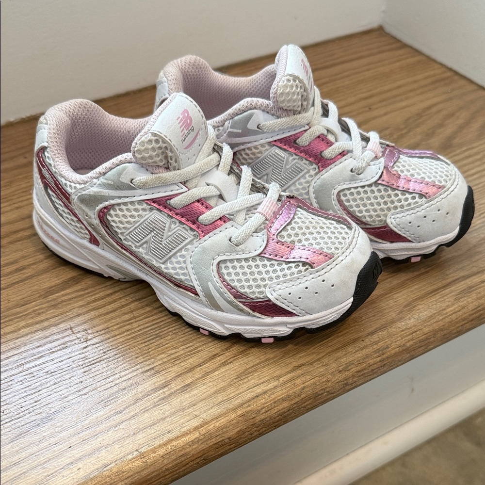 New Balance Kids' Sneakers in White and Pink